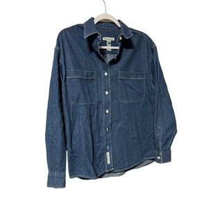 Woman’s Denim Timberland Long Sleeved button down shirt , Size Medium